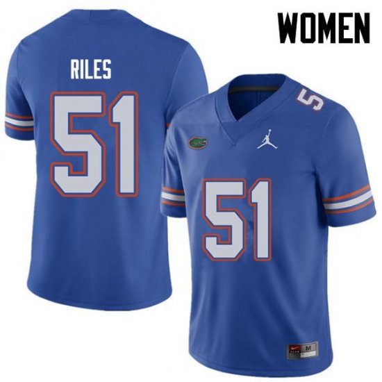 Women's Florida Gators #51 Antonio Riles NCAA Jordan Brand Royal Authentic Stitched College Football Jersey PFC7862BX